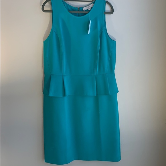 NWT Loft turquoise peplum dress size 12 - Picture 1 of 4